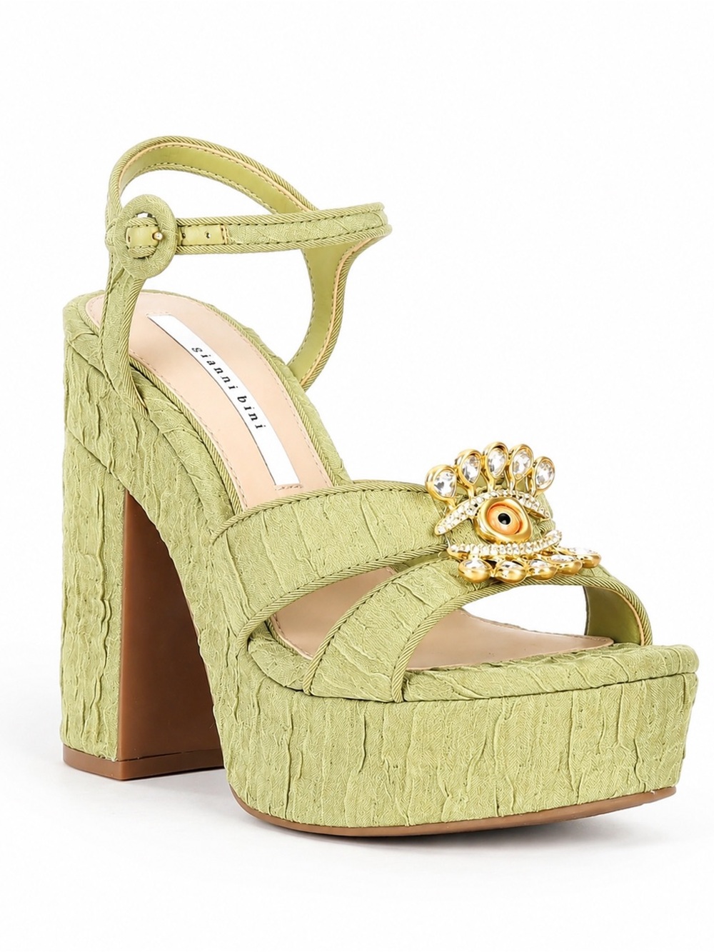 NWT Gianni Bini Beaux Textured Whimsical Mismatch Ornament Platform Sandals